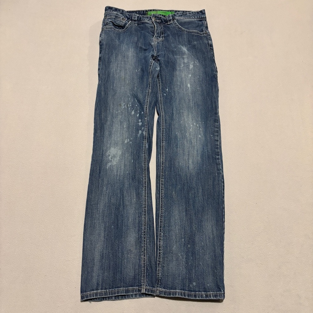 Rock Roll Denim Pistol‎ Straight Jeans Mens 33x34 Blue Denim Grunge Straight Leg